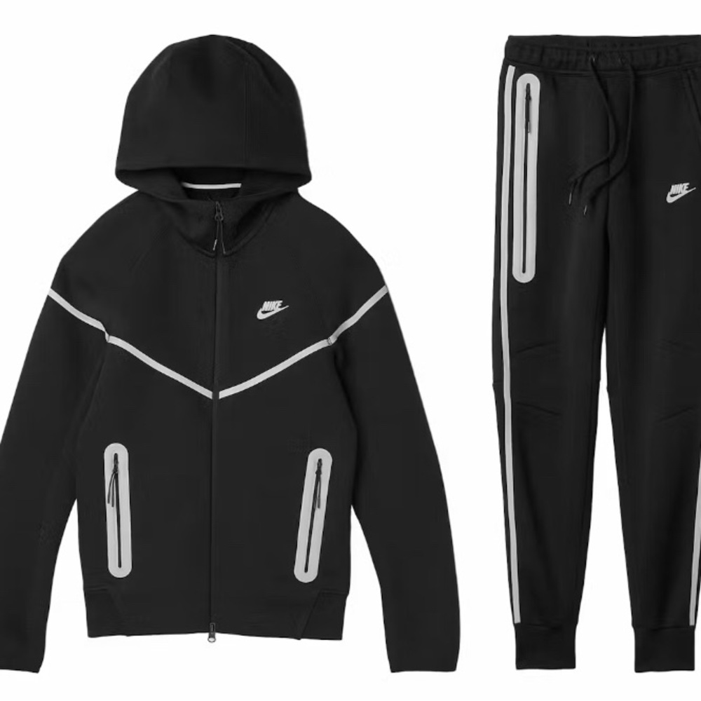 Full Zip Hoodie & Joggers Reflective Details Set in Black/Bemis Silver.